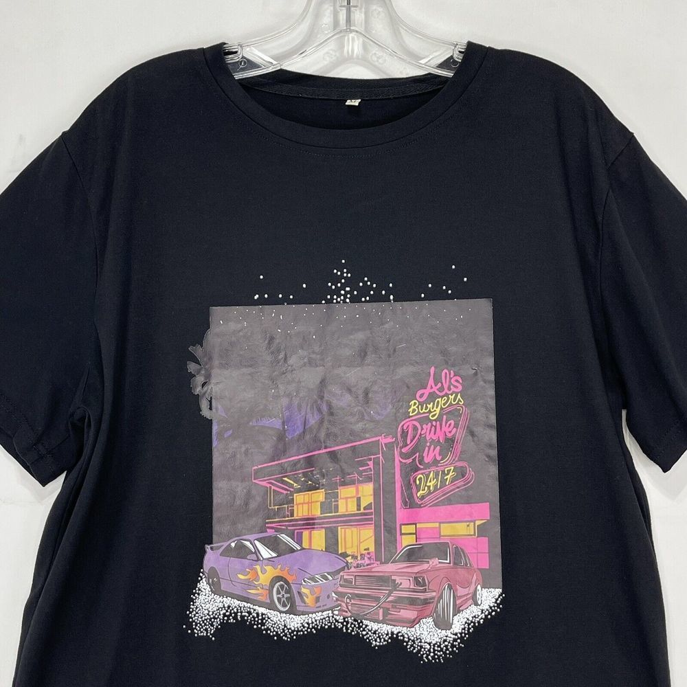 Mens Vintage T shirt Medium Style Al’s Burgers Drive In 24/7 - Picture 7 of 13